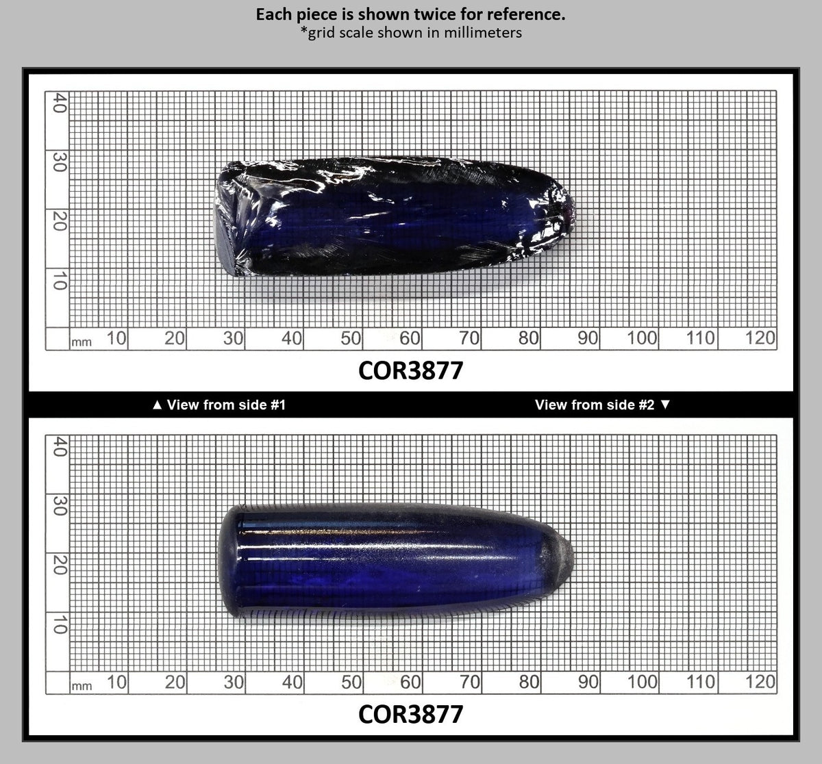 Medium Blue #33 Lab Created Corundum Sapphire Faceting Rough for Gem Cutting - Various Sizes - Split Boule : COR3877