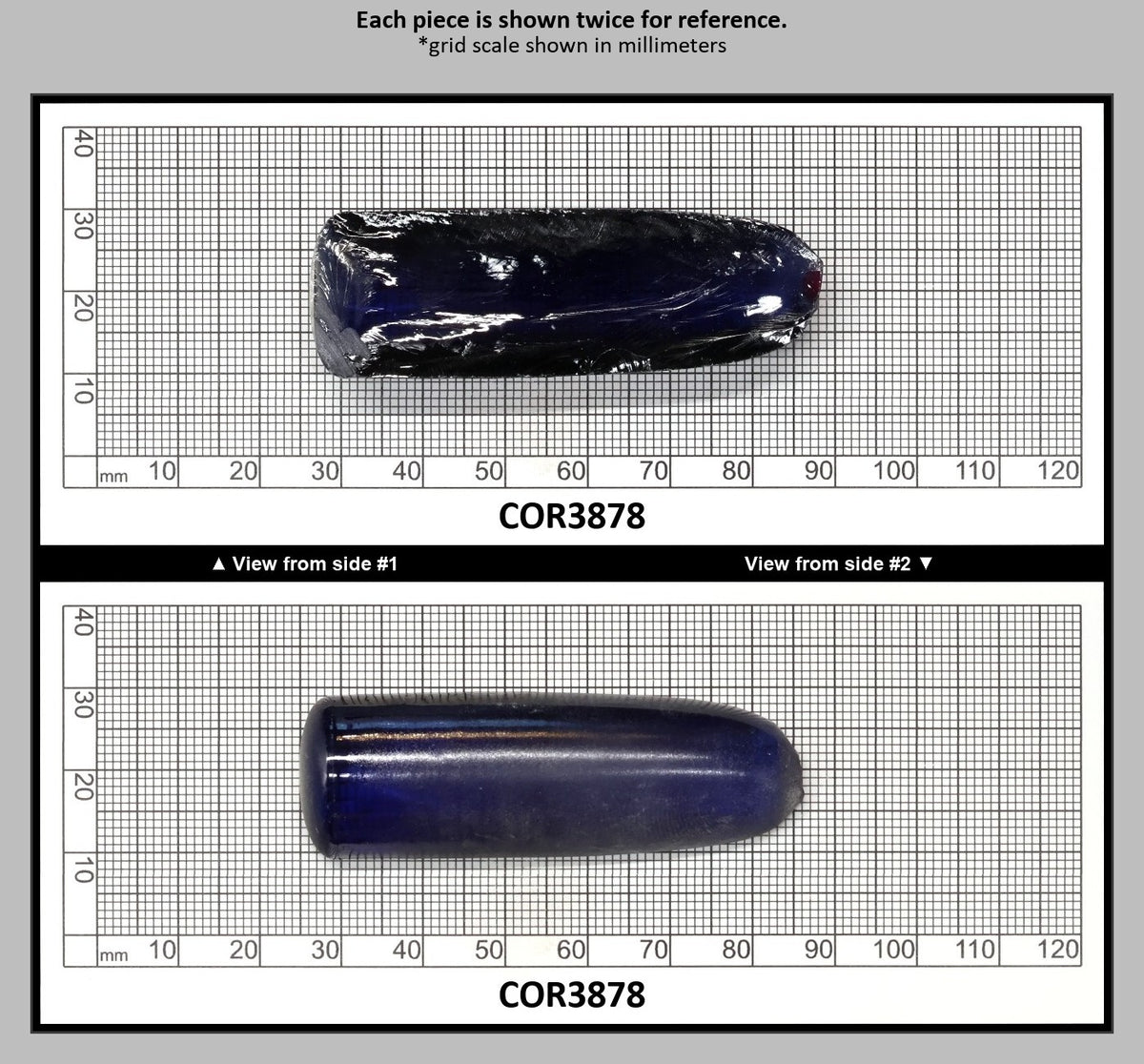 Medium Blue #33 Lab Created Corundum Sapphire Faceting Rough for Gem Cutting - Various Sizes - Split Boule : COR3878