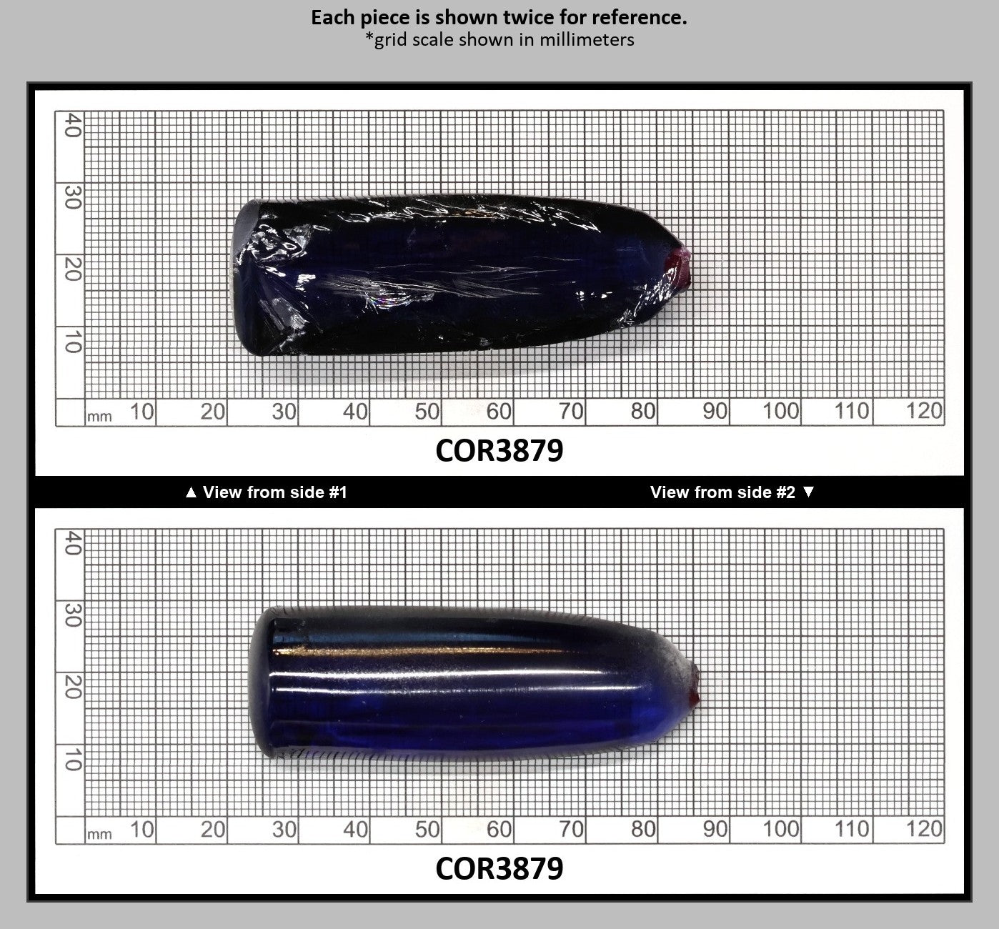 Medium Blue #33 Lab Created Corundum Sapphire Faceting Rough for Gem Cutting - Various Sizes - Split Boule : COR3879