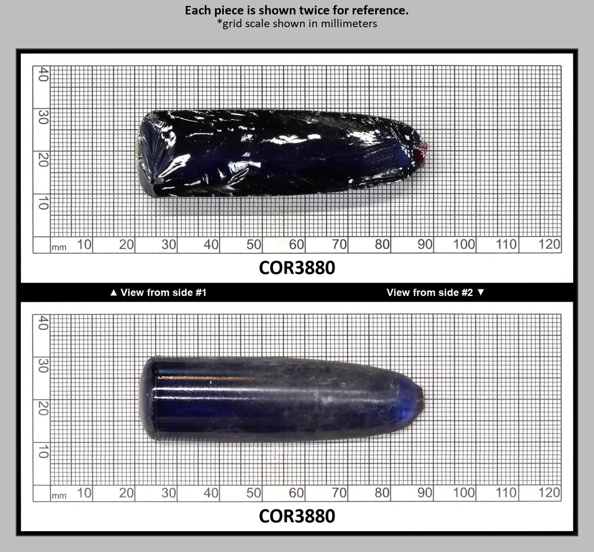 Medium Blue #33 Lab Created Corundum Sapphire Faceting Rough for Gem Cutting - Various Sizes - Split Boule : COR3880