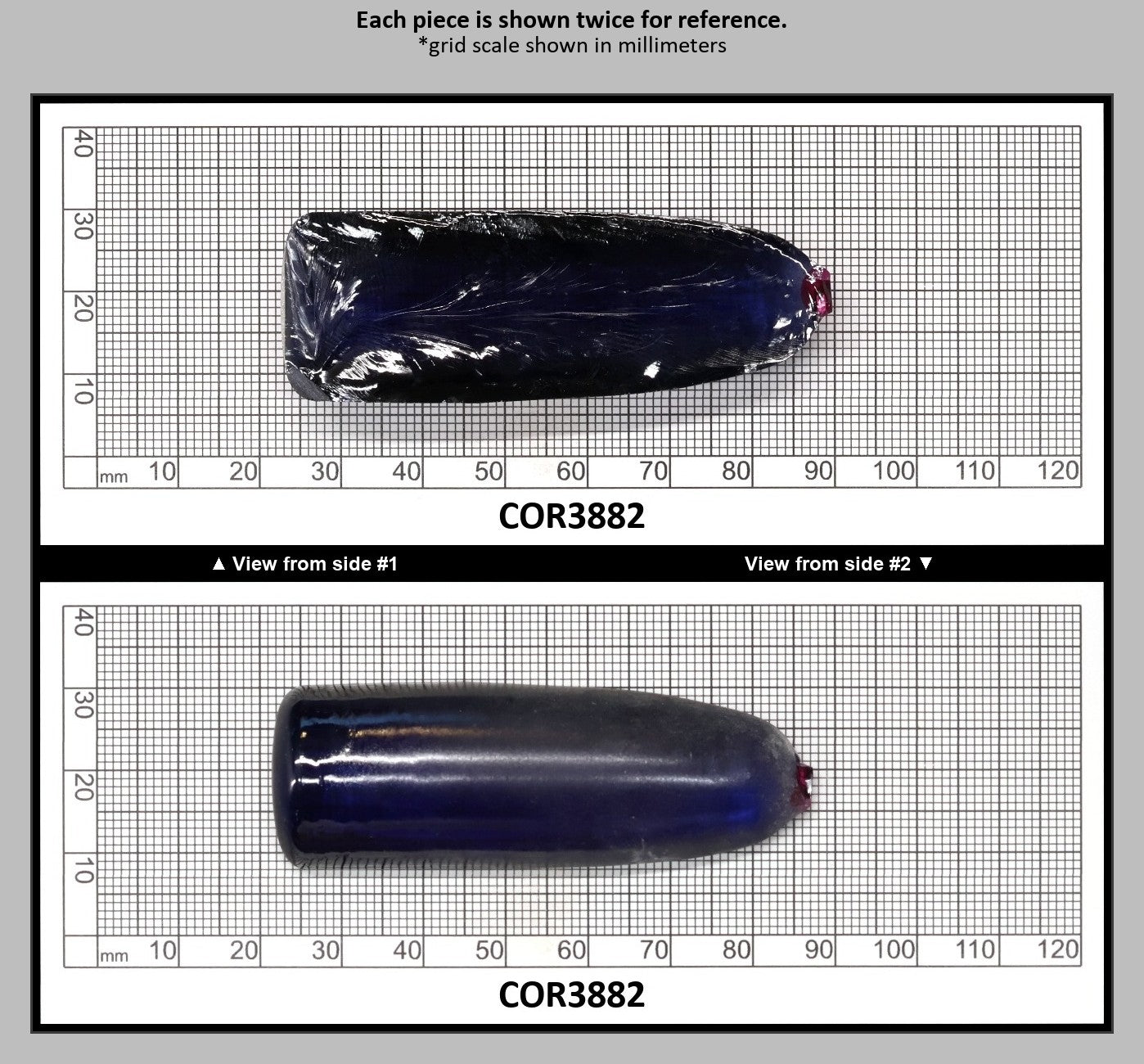 Medium Blue #33 Lab Created Corundum Sapphire Faceting Rough for Gem Cutting - Various Sizes - Split Boule : COR3882