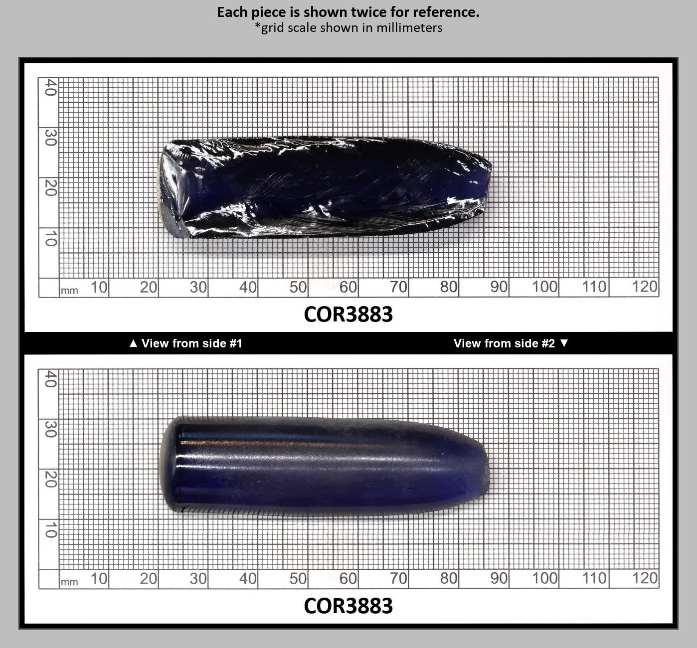 Medium Blue #33 Lab Created Corundum Sapphire Faceting Rough for Gem Cutting - Various Sizes - Split Boule : COR3883