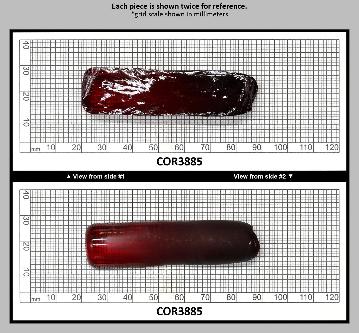 Dark Ruby Red #6 Lab Created Corundum Sapphire Faceting Rough for Gem Cutting - Various Sizes - Split Boule : COR3885