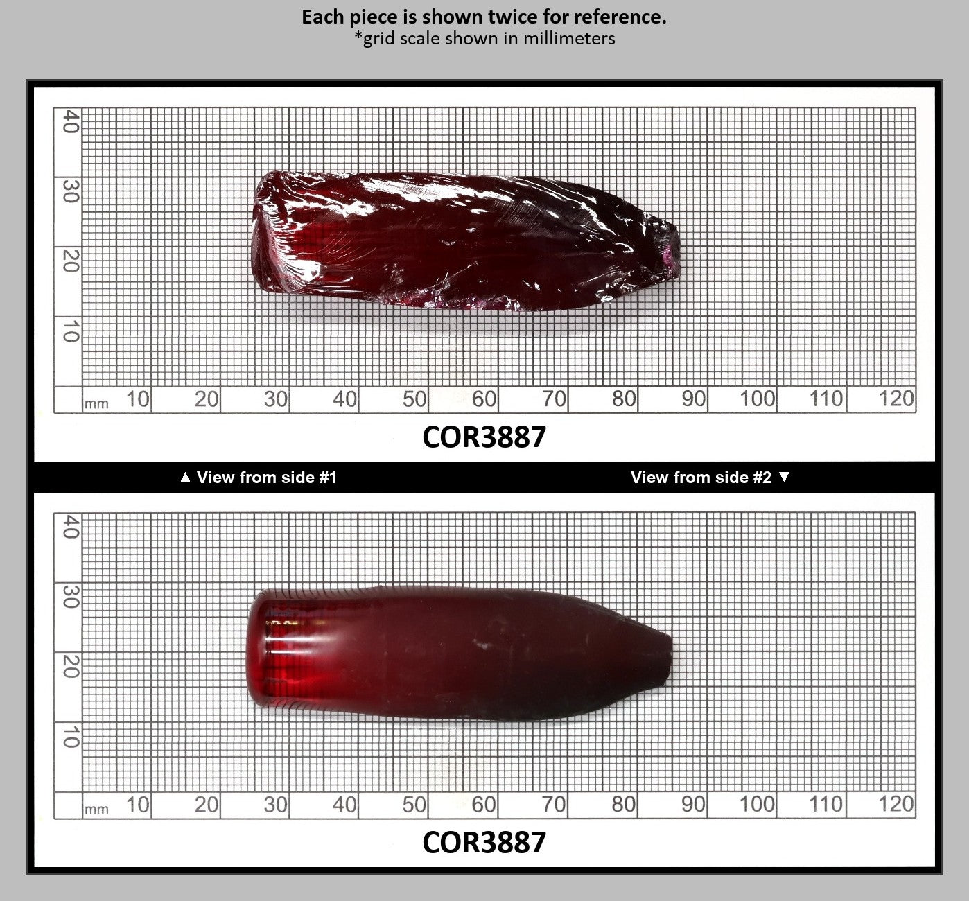 Dark Ruby Red #6 Lab Created Corundum Sapphire Faceting Rough for Gem Cutting - Various Sizes - Split Boule : COR3887