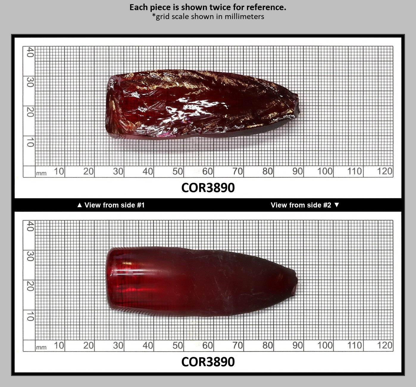Dark Ruby Red #6 Lab Created Corundum Sapphire Faceting Rough for Gem Cutting - Various Sizes - Split Boule : COR3890