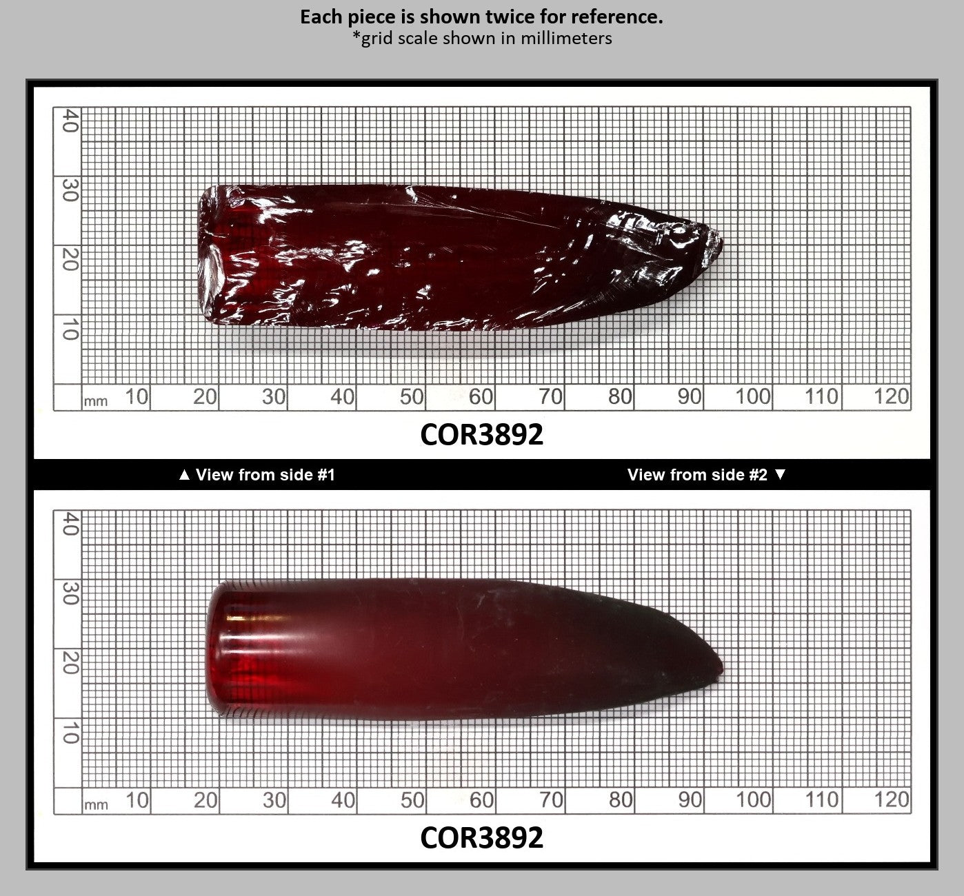 Dark Ruby Red #6 Lab Created Corundum Sapphire Faceting Rough for Gem Cutting - Various Sizes - Split Boule : COR3892