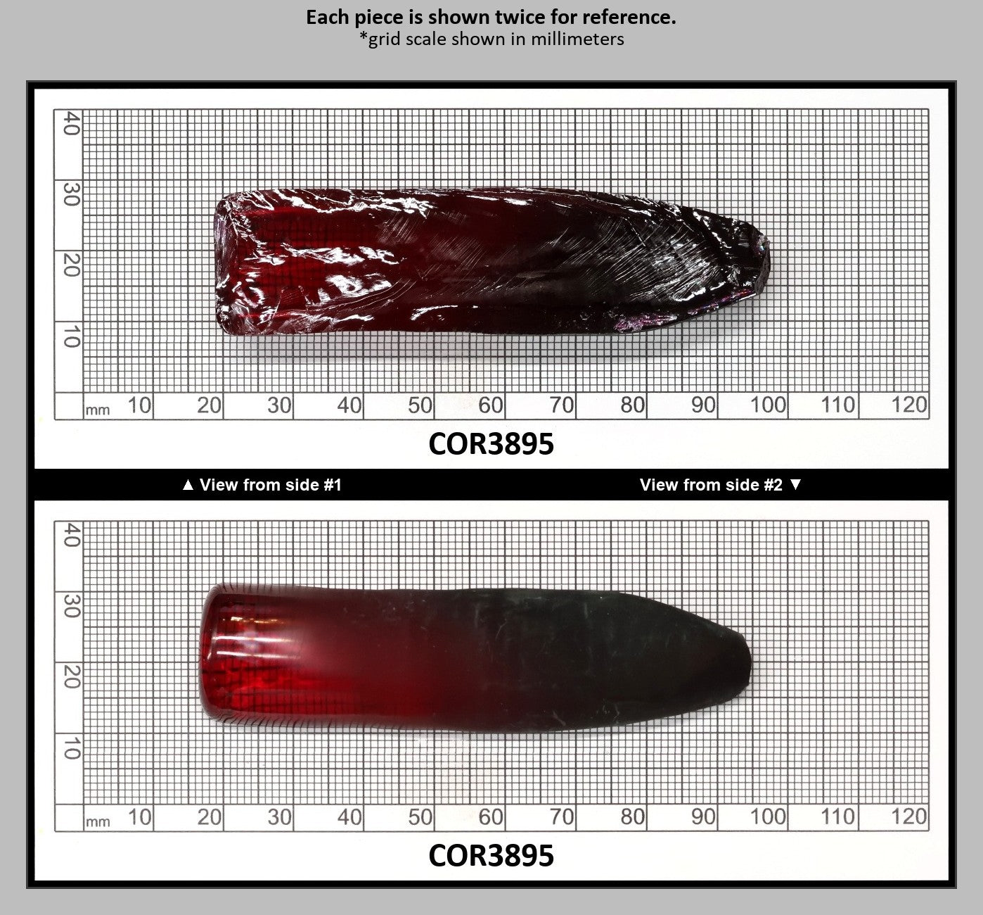 Dark Ruby Red #6 Lab Created Corundum Sapphire Faceting Rough for Gem Cutting - Various Sizes - Split Boule : COR3895