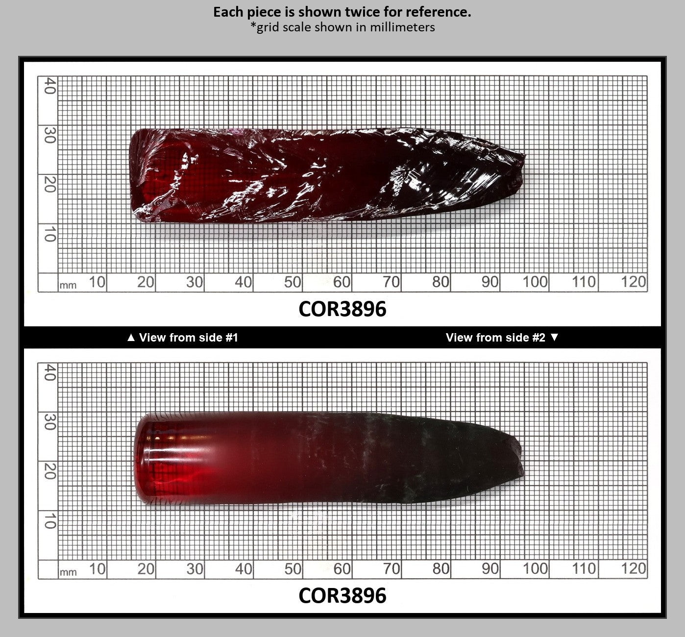 Dark Ruby Red #6 Lab Created Corundum Sapphire Faceting Rough for Gem Cutting - Various Sizes - Split Boule : COR3896