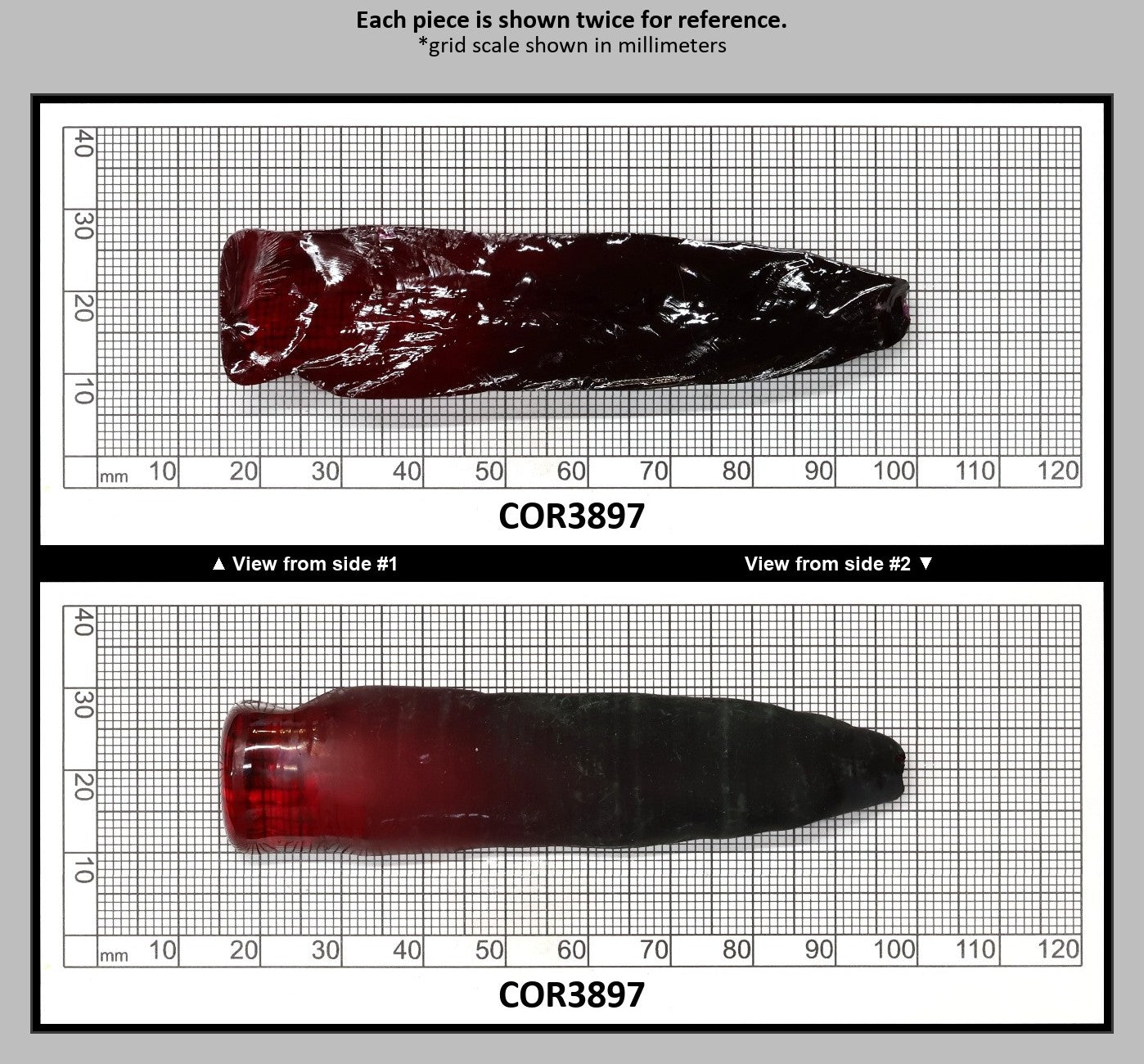 Dark Ruby Red #6 Lab Created Corundum Sapphire Faceting Rough for Gem Cutting - Various Sizes - Split Boule : COR3897