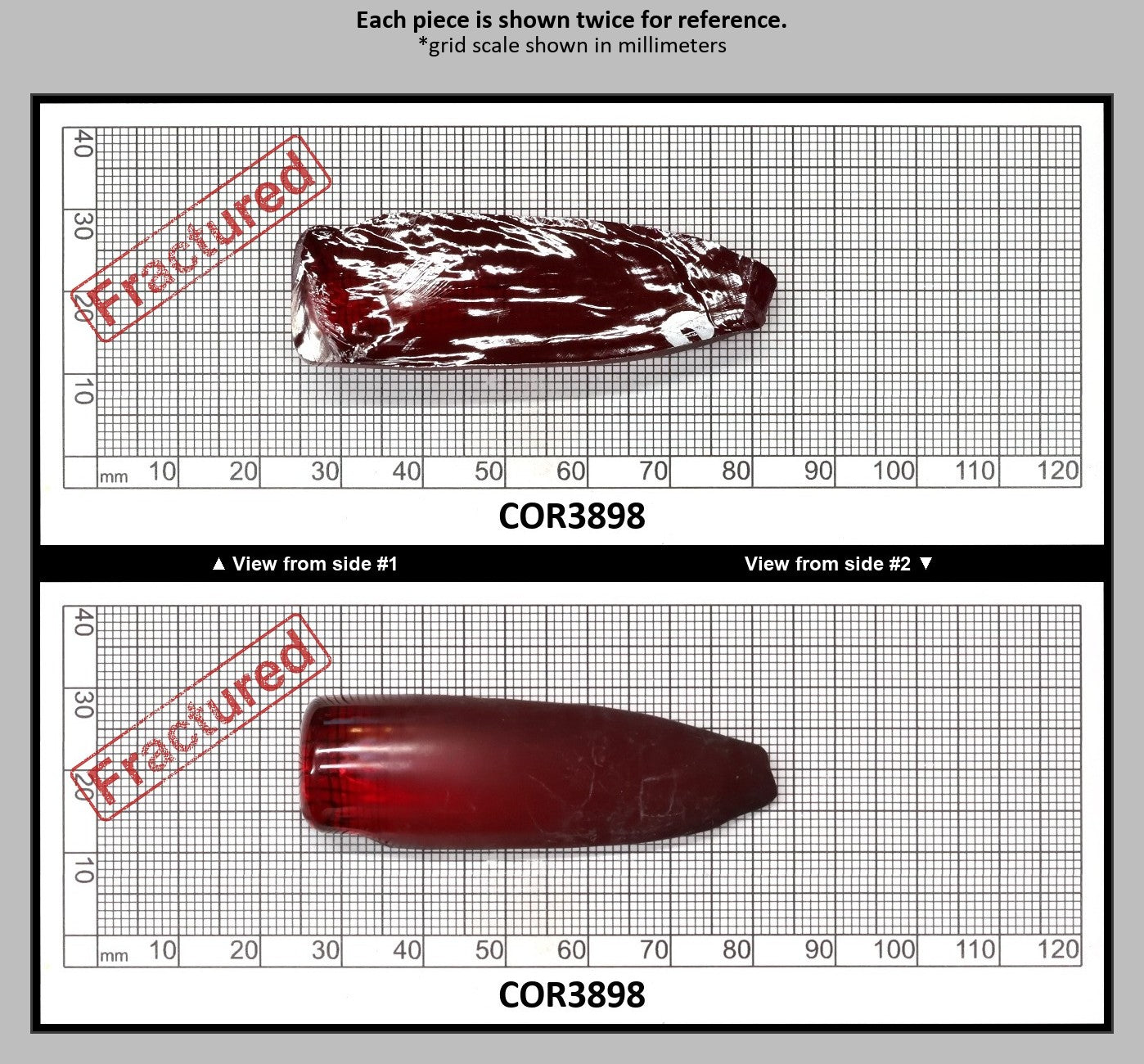 Dark Ruby Red #6 Lab Created Corundum Sapphire Faceting Rough for Gem Cutting - Various Sizes - Split Boule : COR3898