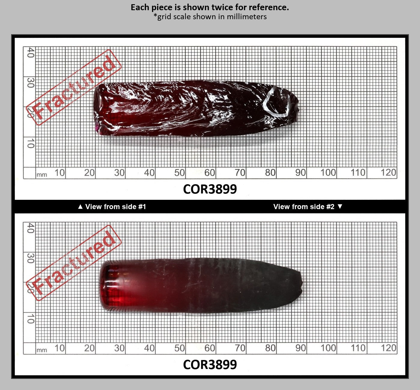 Dark Ruby Red #6 Lab Created Corundum Sapphire Faceting Rough for Gem Cutting - Various Sizes - Split Boule : COR3899