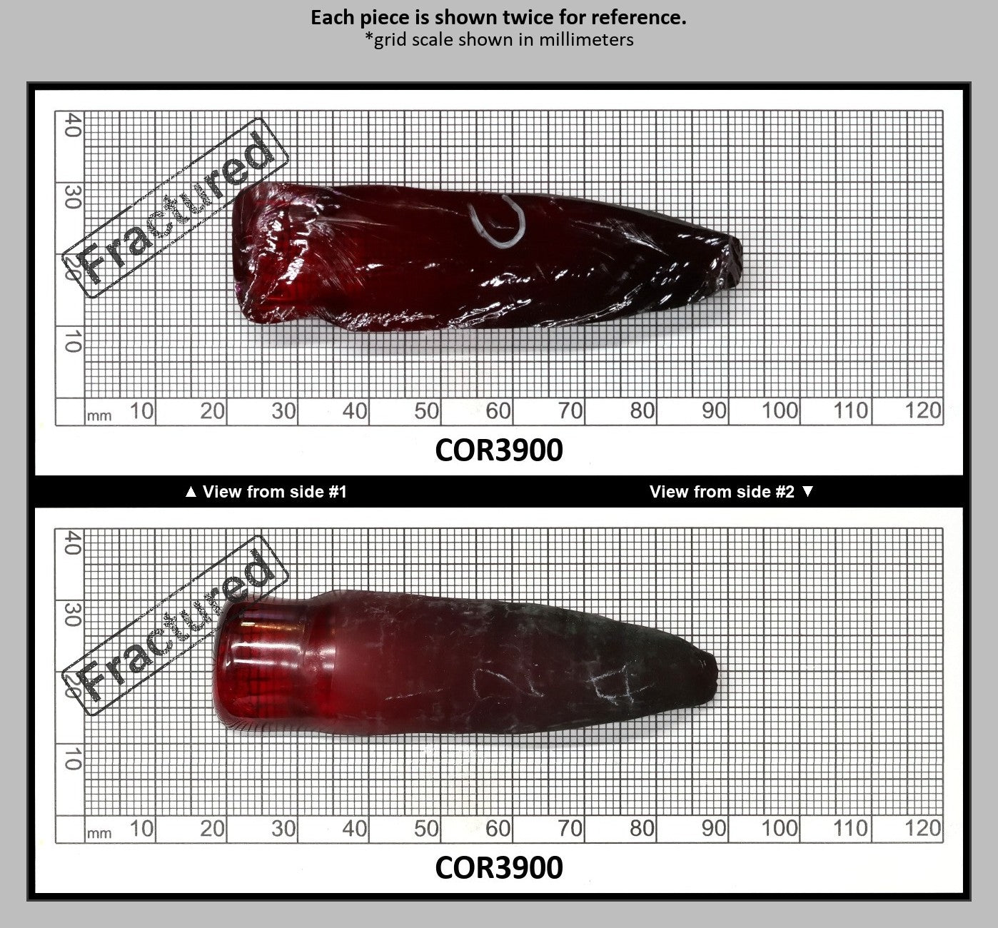 Dark Ruby Red #6 Lab Created Corundum Sapphire Faceting Rough for Gem Cutting - Various Sizes - Split Boule : COR3900