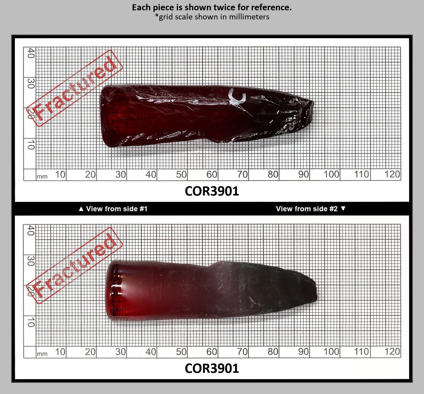 Dark Ruby Red #6 Lab Created Corundum Sapphire Faceting Rough for Gem Cutting - Various Sizes - Split Boule : COR3901