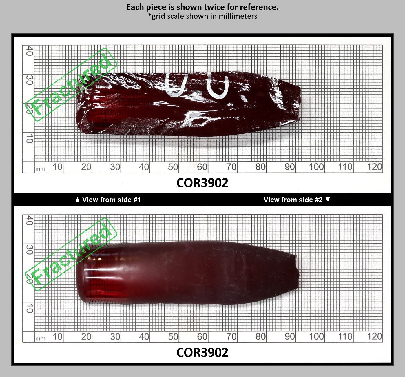 Dark Ruby Red #6 Lab Created Corundum Sapphire Faceting Rough for Gem Cutting - Various Sizes - Split Boule : COR3902
