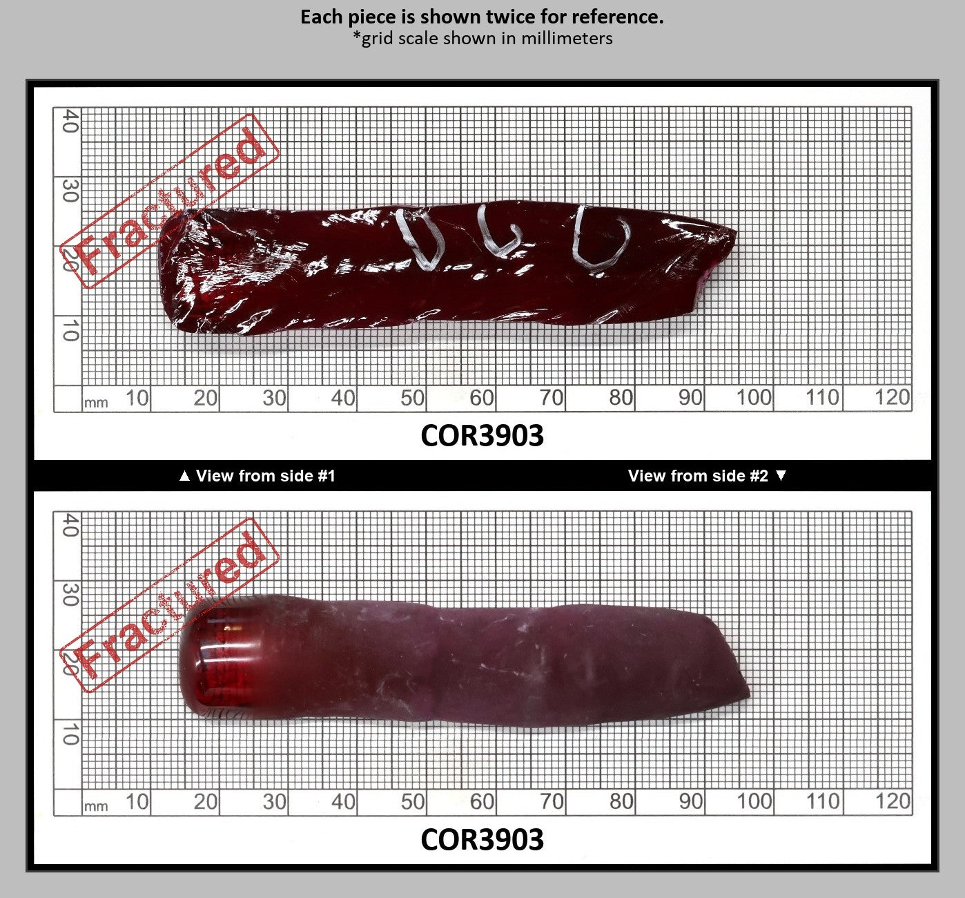 Dark Ruby Red #6 Lab Created Corundum Sapphire Faceting Rough for Gem Cutting - Various Sizes - Split Boule : COR3903