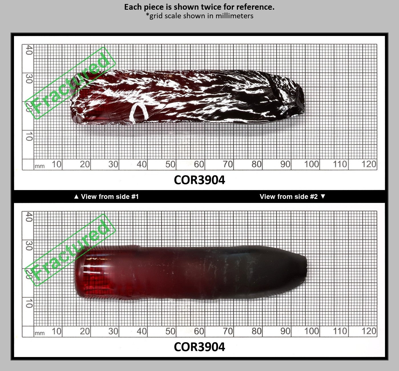 Dark Ruby Red #6 Lab Created Corundum Sapphire Faceting Rough for Gem Cutting - Various Sizes - Split Boule : COR3904
