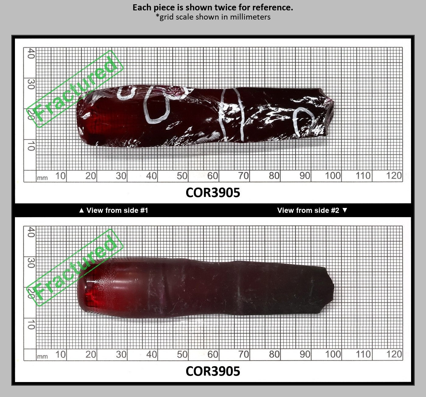 Dark Ruby Red #6 Lab Created Corundum Sapphire Faceting Rough for Gem Cutting - Various Sizes - Split Boule : COR3905