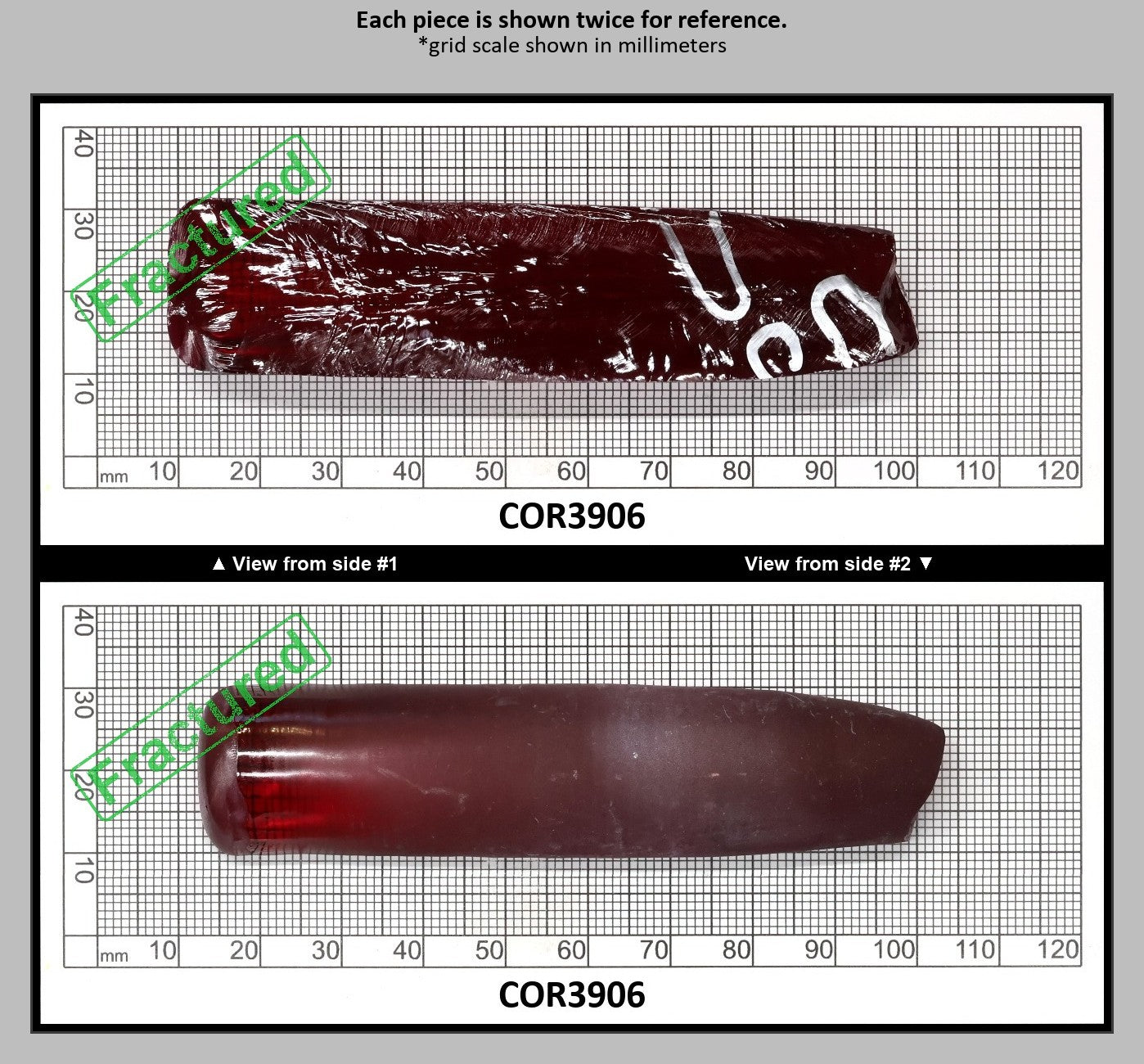 Dark Ruby Red #6 Lab Created Corundum Sapphire Faceting Rough for Gem Cutting - Various Sizes - Split Boule : COR3906