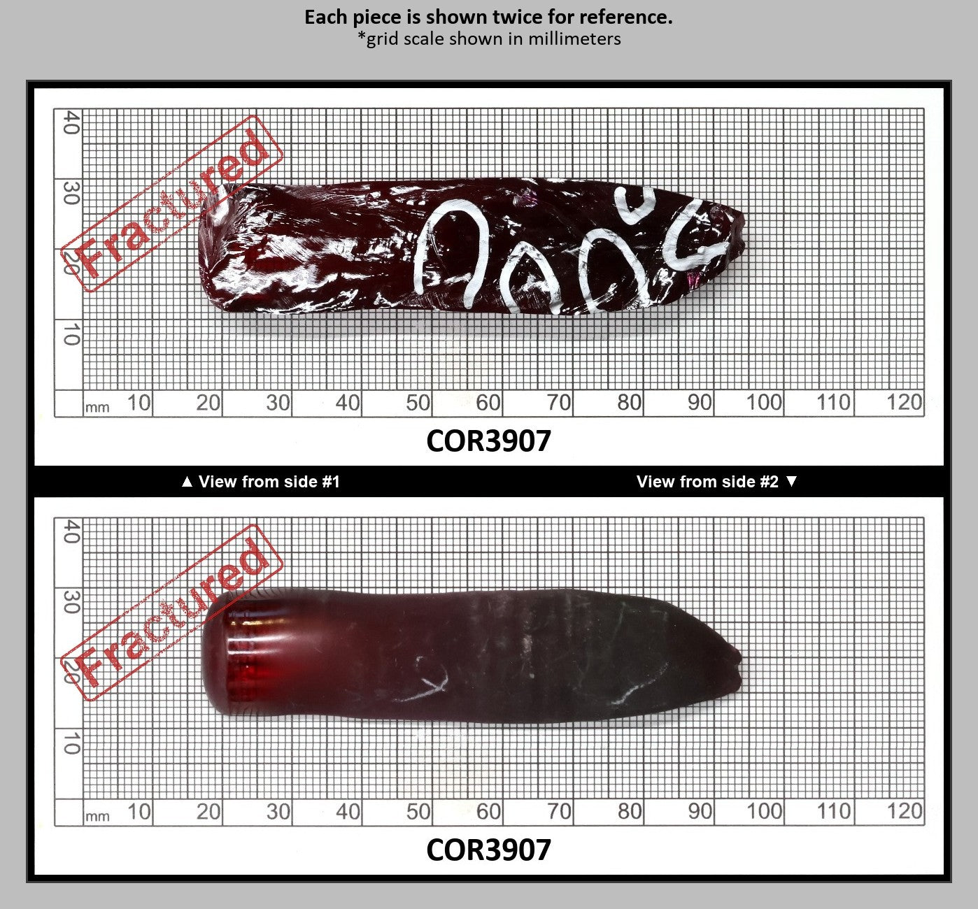 Dark Ruby Red #6 Lab Created Corundum Sapphire Faceting Rough for Gem Cutting - Various Sizes - Split Boule : COR3907