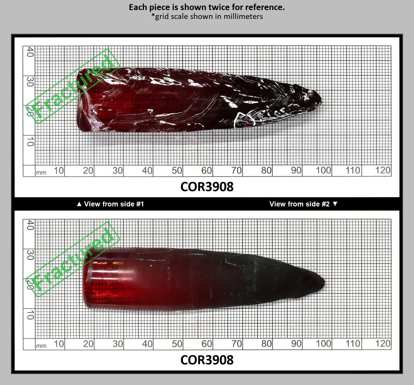 Dark Ruby Red #6 Lab Created Corundum Sapphire Faceting Rough for Gem Cutting - Various Sizes - Split Boule : COR3908
