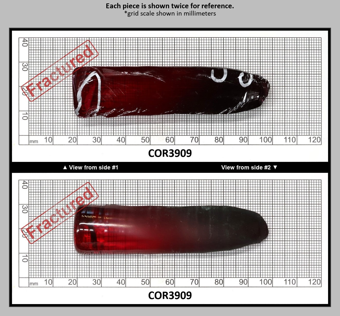 Dark Ruby Red #6 Lab Created Corundum Sapphire Faceting Rough for Gem Cutting - Various Sizes - Split Boule : COR3909