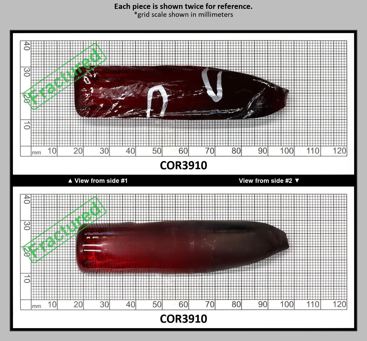 Dark Ruby Red #6 Lab Created Corundum Sapphire Faceting Rough for Gem Cutting - Various Sizes - Split Boule : COR3910