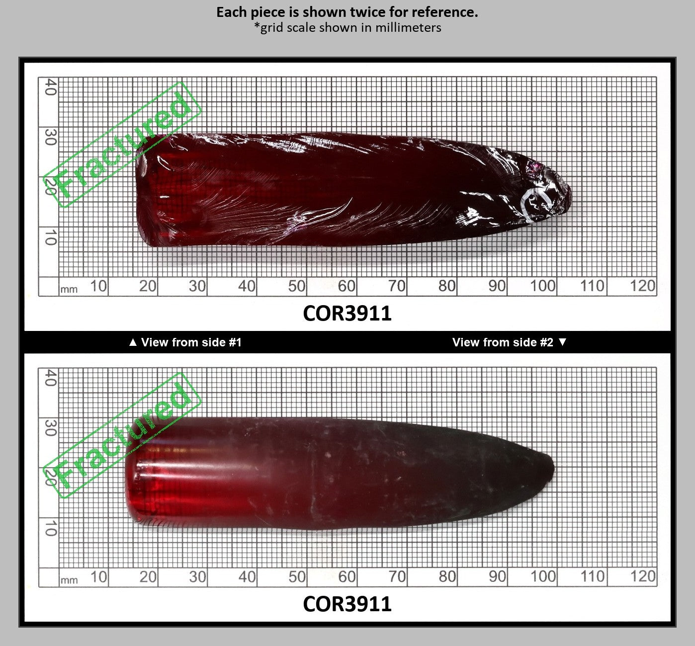 Dark Ruby Red #6 Lab Created Corundum Sapphire Faceting Rough for Gem Cutting - Various Sizes - Split Boule : COR3911