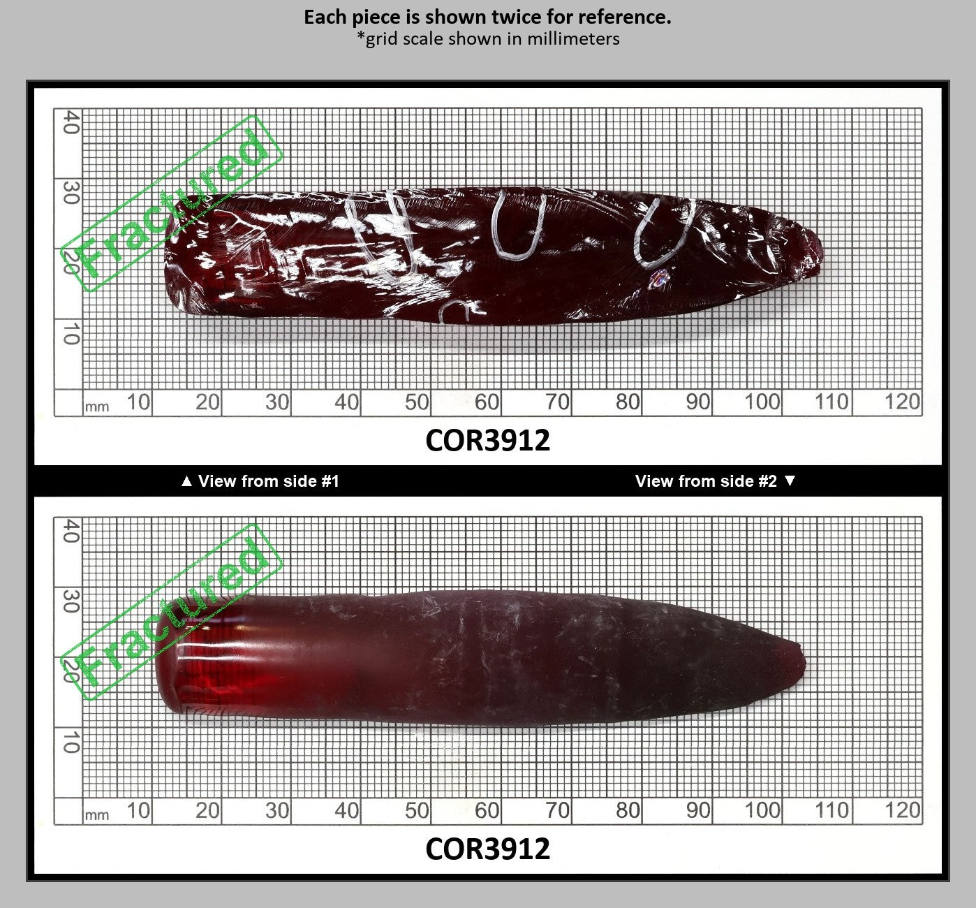Dark Ruby Red #6 Lab Created Corundum Sapphire Faceting Rough for Gem Cutting - Various Sizes - Split Boule : COR3912