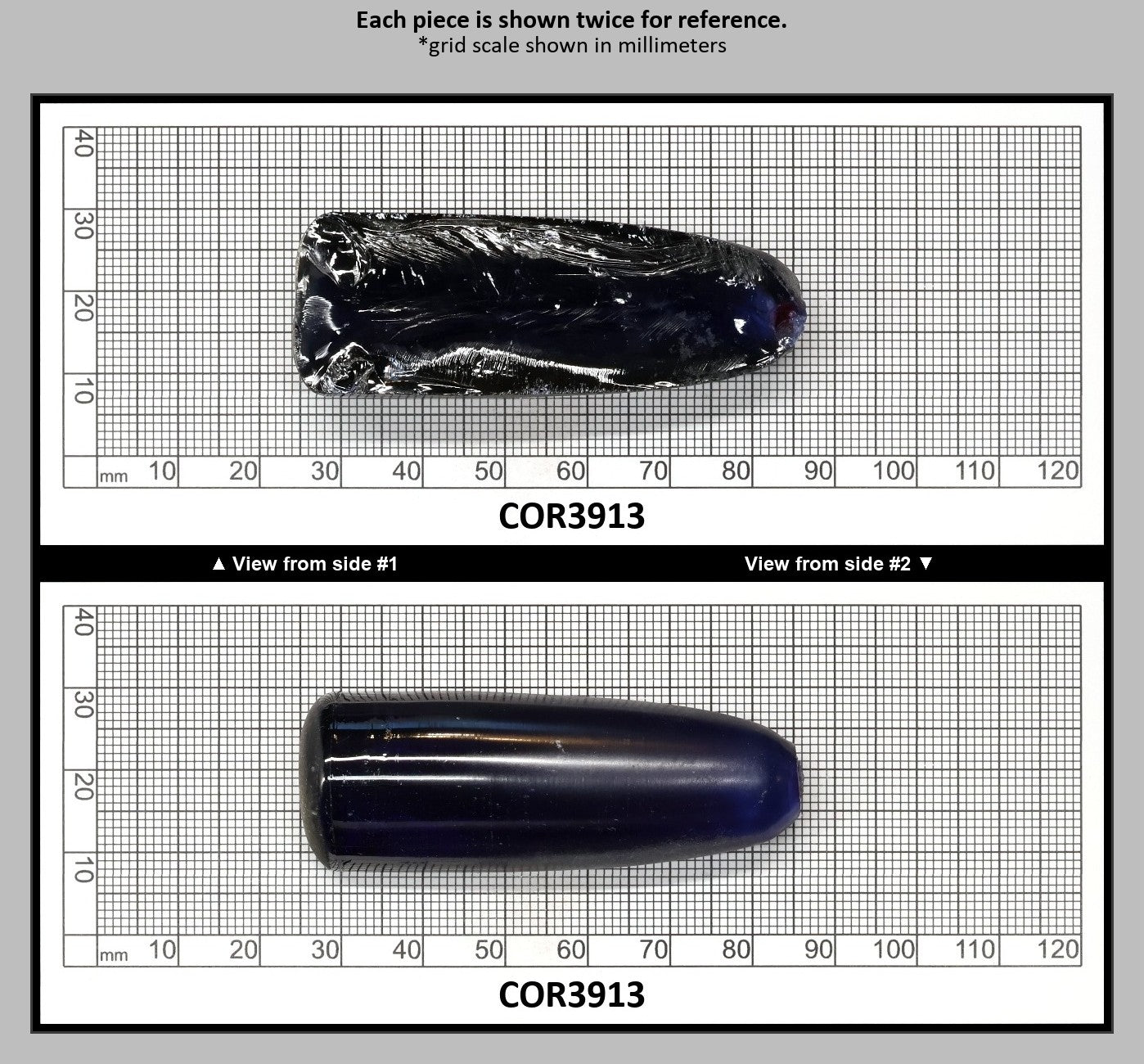 Blue #34 Lab Created Corundum Sapphire Faceting Rough for Gem Cutting - Various Sizes - Split Boule : COR3913