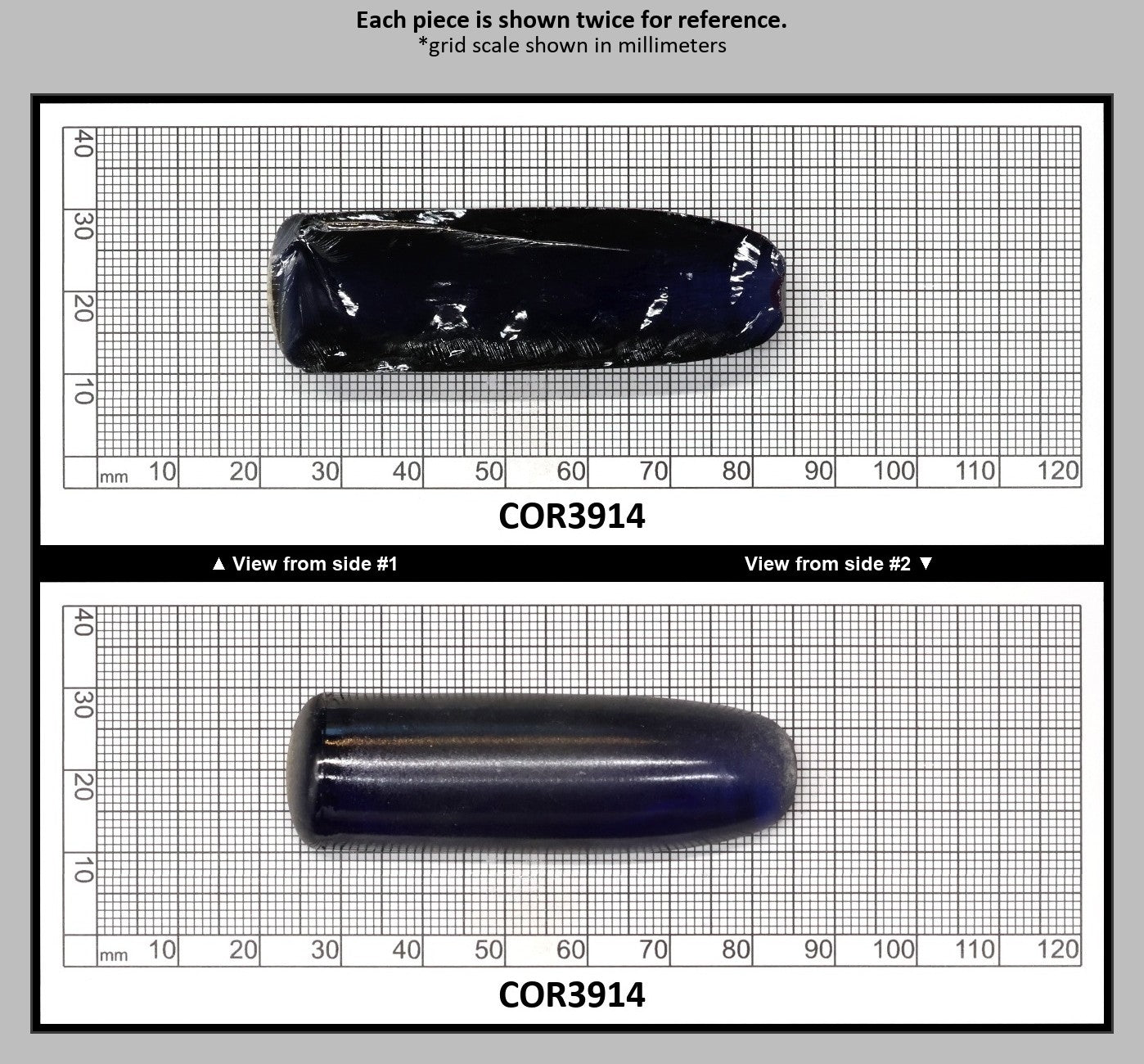 Blue #34 Lab Created Corundum Sapphire Faceting Rough for Gem Cutting - Various Sizes - Split Boule : COR3914