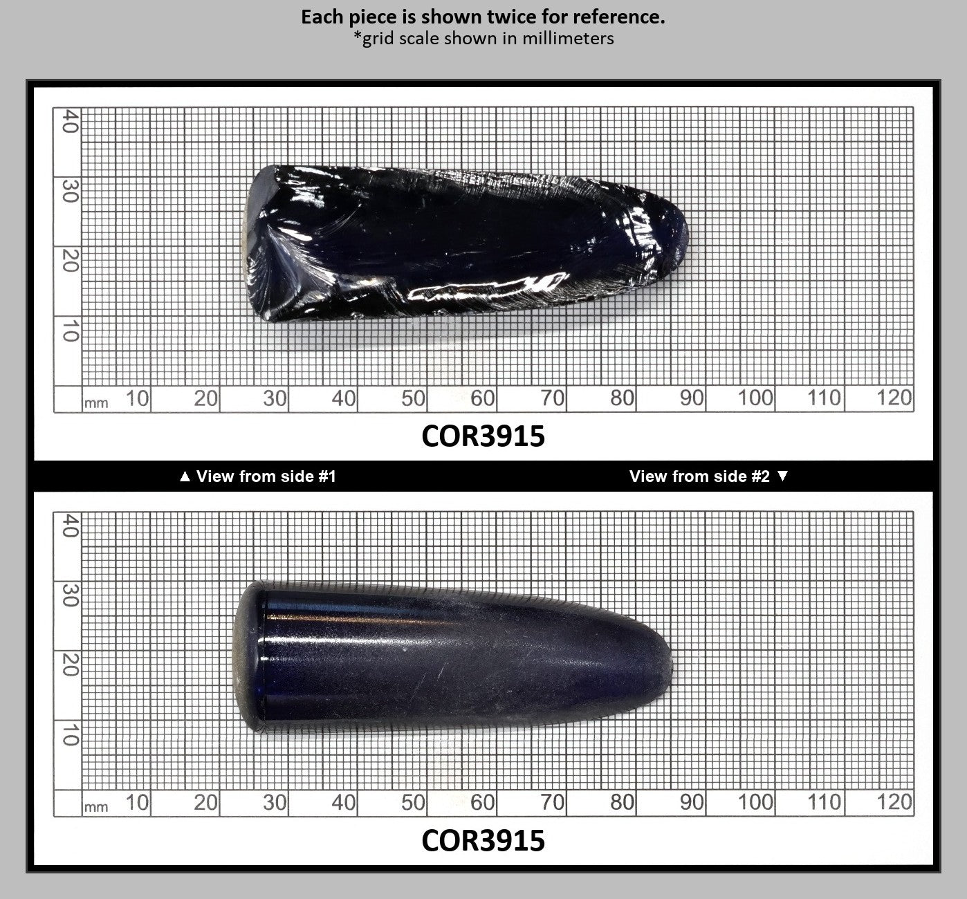 Blue #34 Lab Created Corundum Sapphire Faceting Rough for Gem Cutting - Various Sizes - Split Boule : COR3915