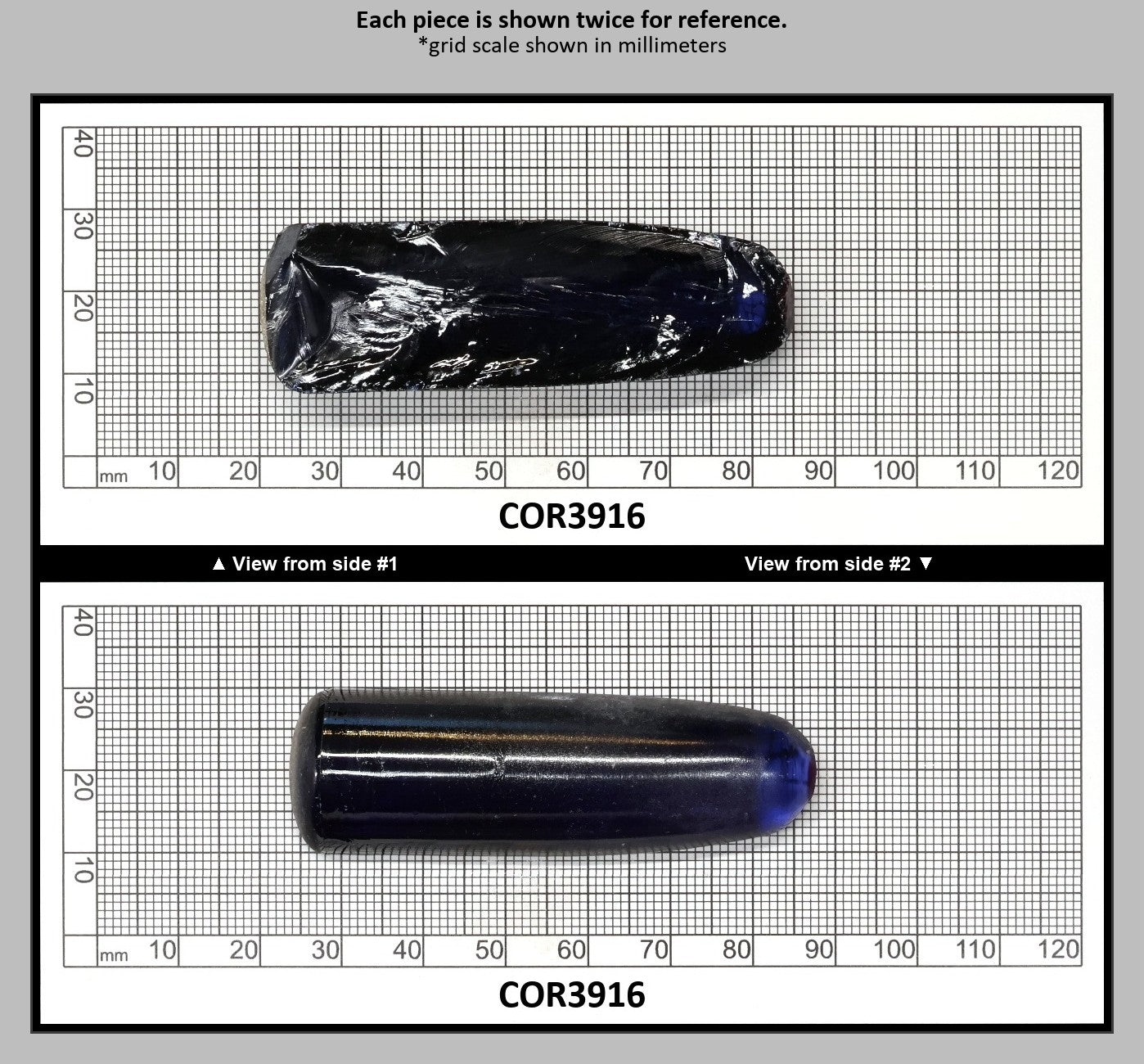 Blue #34 Lab Created Corundum Sapphire Faceting Rough for Gem Cutting - Various Sizes - Split Boule : COR3916