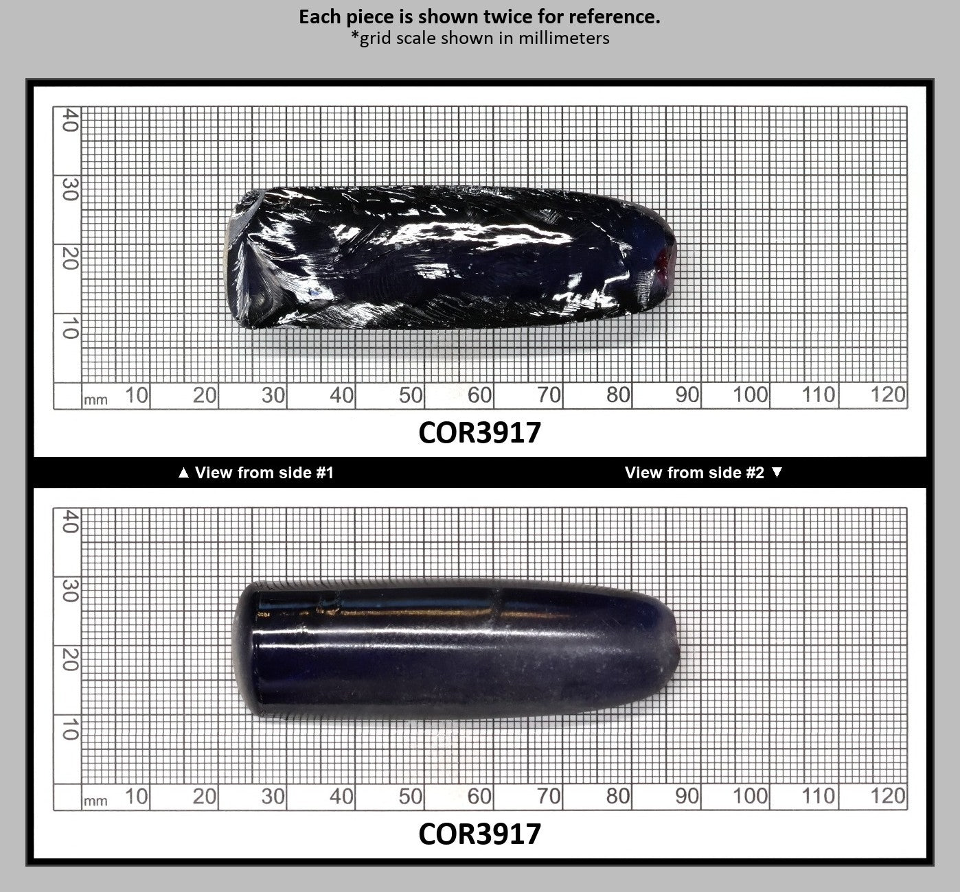 Blue #34 Lab Created Corundum Sapphire Faceting Rough for Gem Cutting - Various Sizes - Split Boule : COR3917