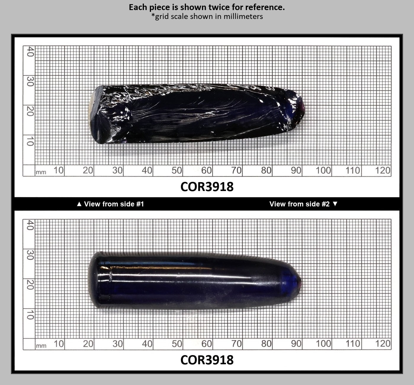 Blue #34 Lab Created Corundum Sapphire Faceting Rough for Gem Cutting - Various Sizes - Split Boule : COR3918