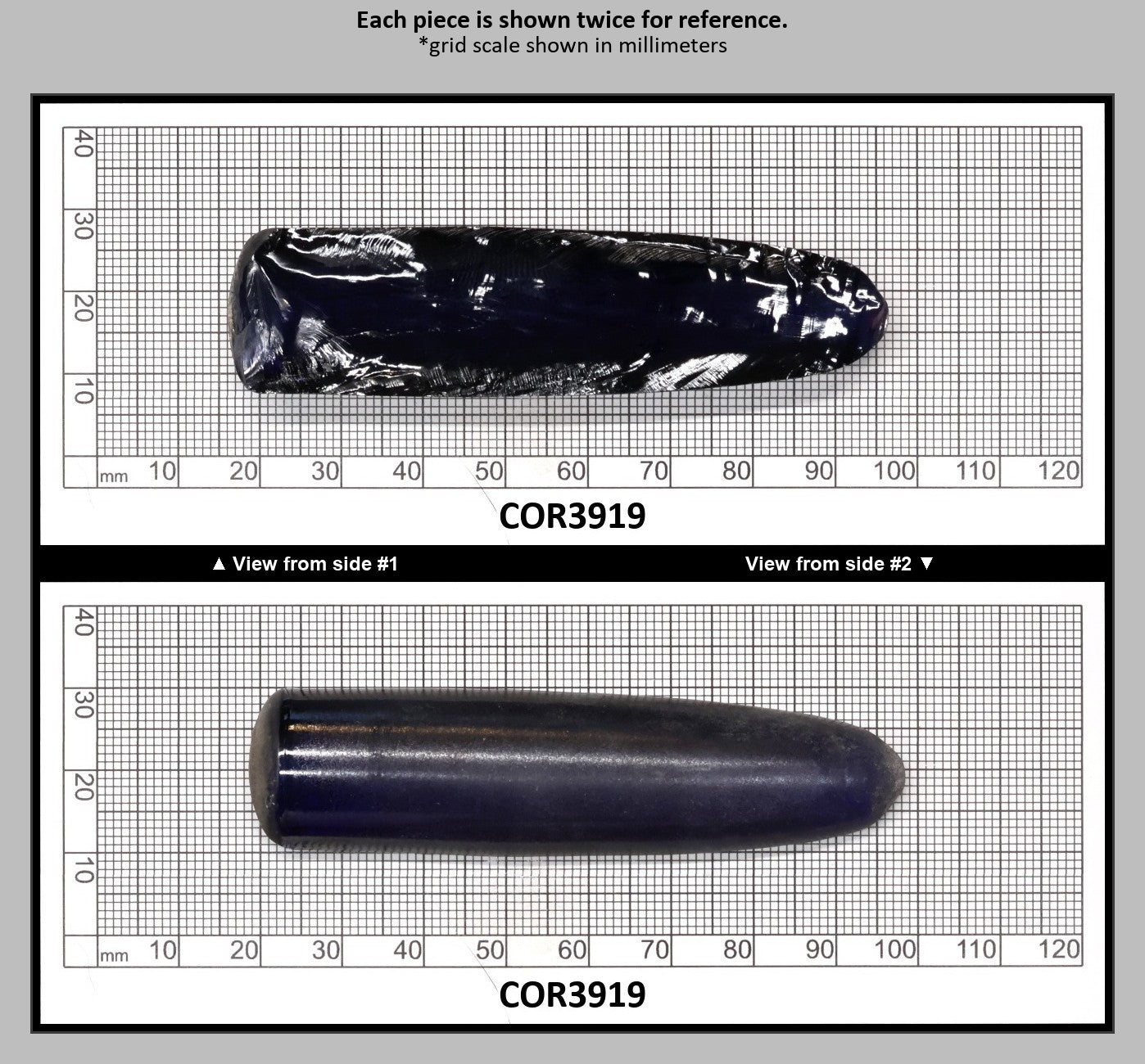 Blue #34 Lab Created Corundum Sapphire Faceting Rough for Gem Cutting - Various Sizes - Split Boule : COR3919