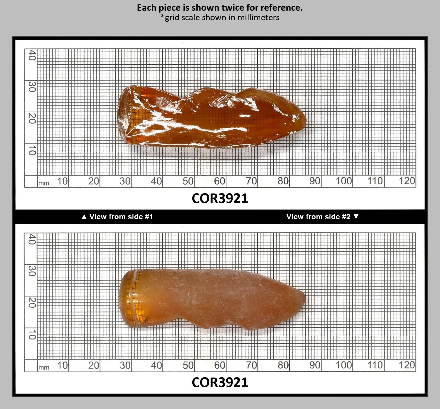 Imperial Topaz #25RS Lab Created Corundum Sapphire Faceting Rough for Gem Cutting - Various Sizes - Split Boule : COR3921