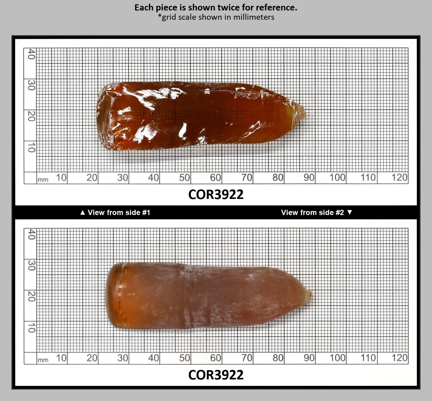 Imperial Topaz #25RS Lab Created Corundum Sapphire Faceting Rough for Gem Cutting - Various Sizes - Split Boule : COR3922