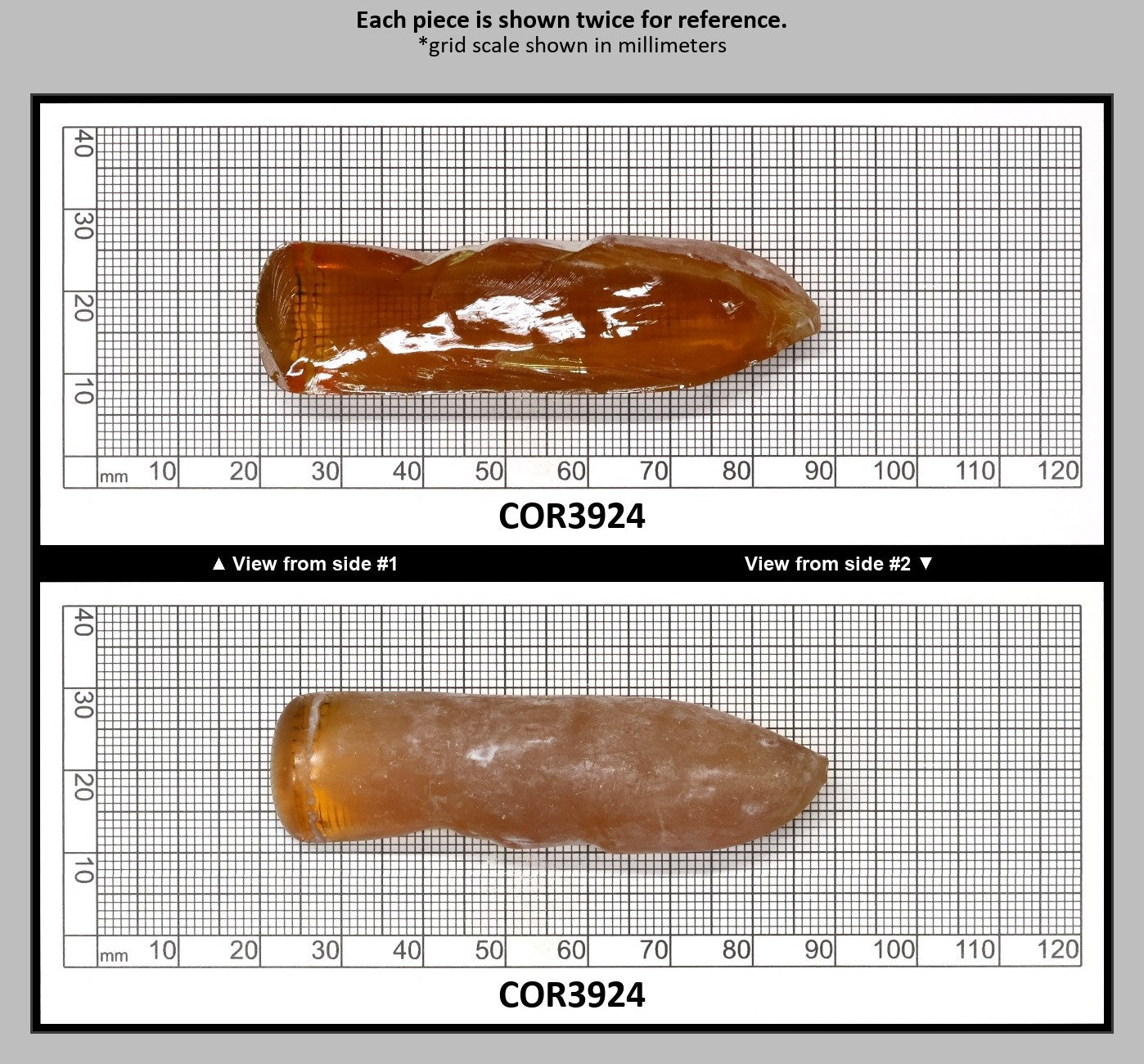 Imperial Topaz #25RS Lab Created Corundum Sapphire Faceting Rough for Gem Cutting - Various Sizes - Split Boule : COR3924