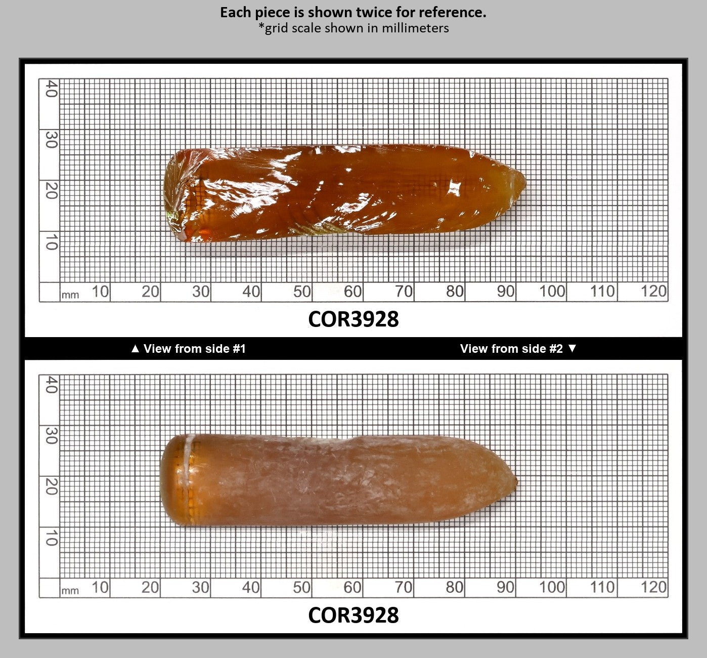 Imperial Topaz #25RS Lab Created Corundum Sapphire Faceting Rough for Gem Cutting - Various Sizes - Split Boule : COR3928