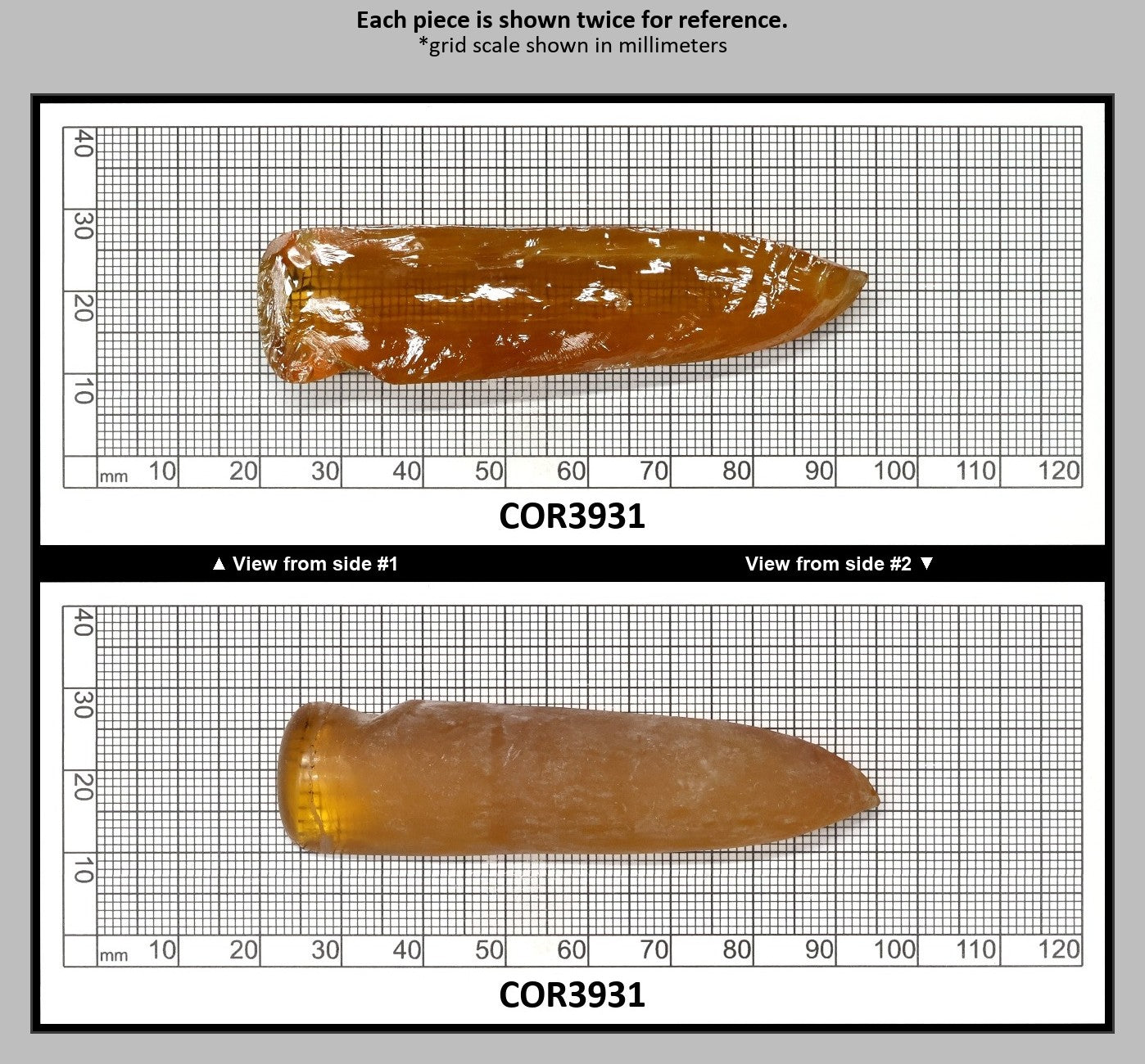 Imperial Topaz #25RS Lab Created Corundum Sapphire Faceting Rough for Gem Cutting - Various Sizes - Split Boule : COR3931