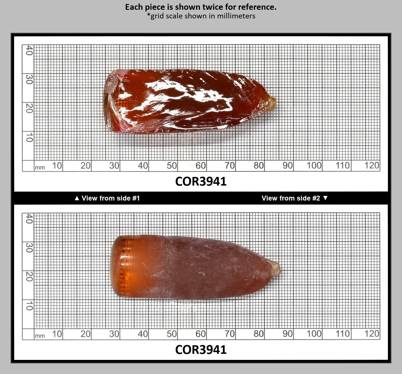 Padpardscha #55RS Lab Created Corundum Sapphire Faceting Rough for Gem Cutting - Various Sizes - Split Boule : COR3941