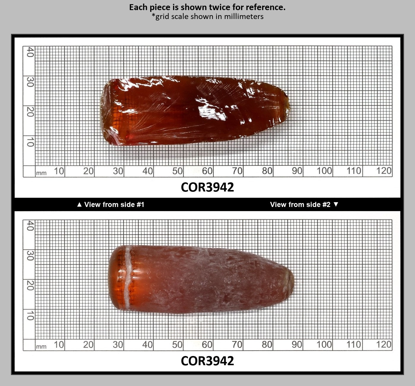 Padpardscha #55RS Lab Created Corundum Sapphire Faceting Rough for Gem Cutting - Various Sizes - Split Boule : COR3942