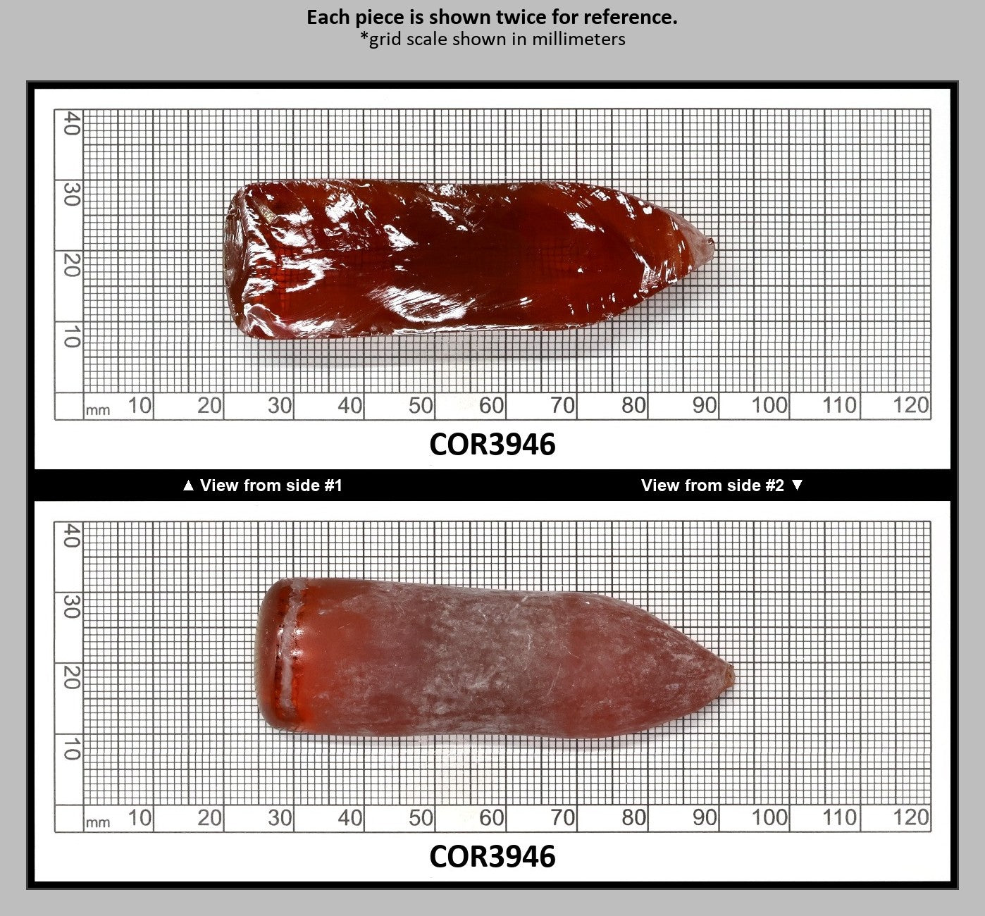 Padpardscha #55RS Lab Created Corundum Sapphire Faceting Rough for Gem Cutting - Various Sizes - Split Boule : COR3946