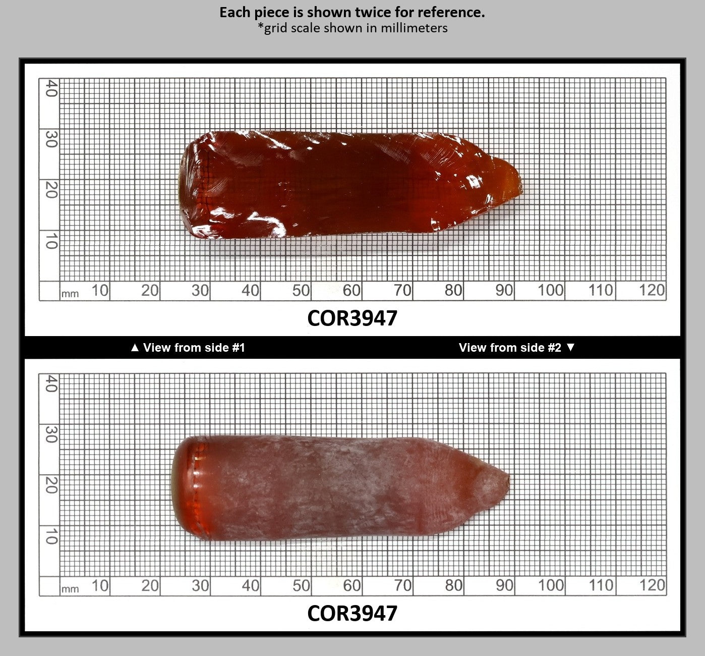 Padpardscha #55RS Lab Created Corundum Sapphire Faceting Rough for Gem Cutting - Various Sizes - Split Boule : COR3947