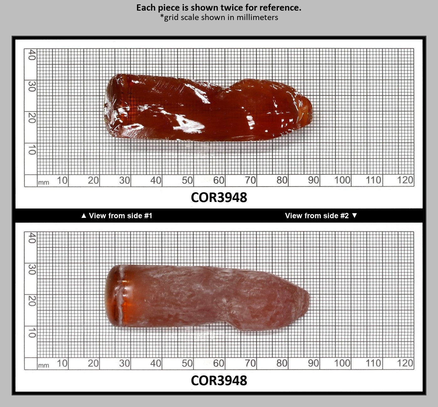 Padpardscha #55RS Lab Created Corundum Sapphire Faceting Rough for Gem Cutting - Various Sizes - Split Boule : COR3948