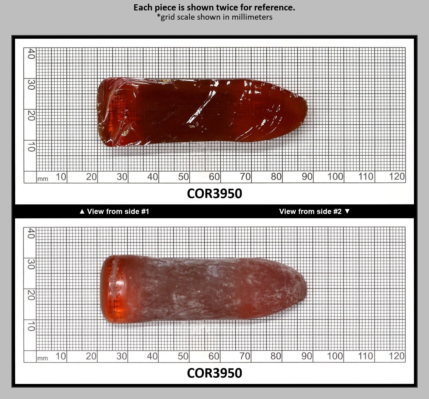 Padpardscha #55RS Lab Created Corundum Sapphire Faceting Rough for Gem Cutting - Various Sizes - Split Boule : COR3950