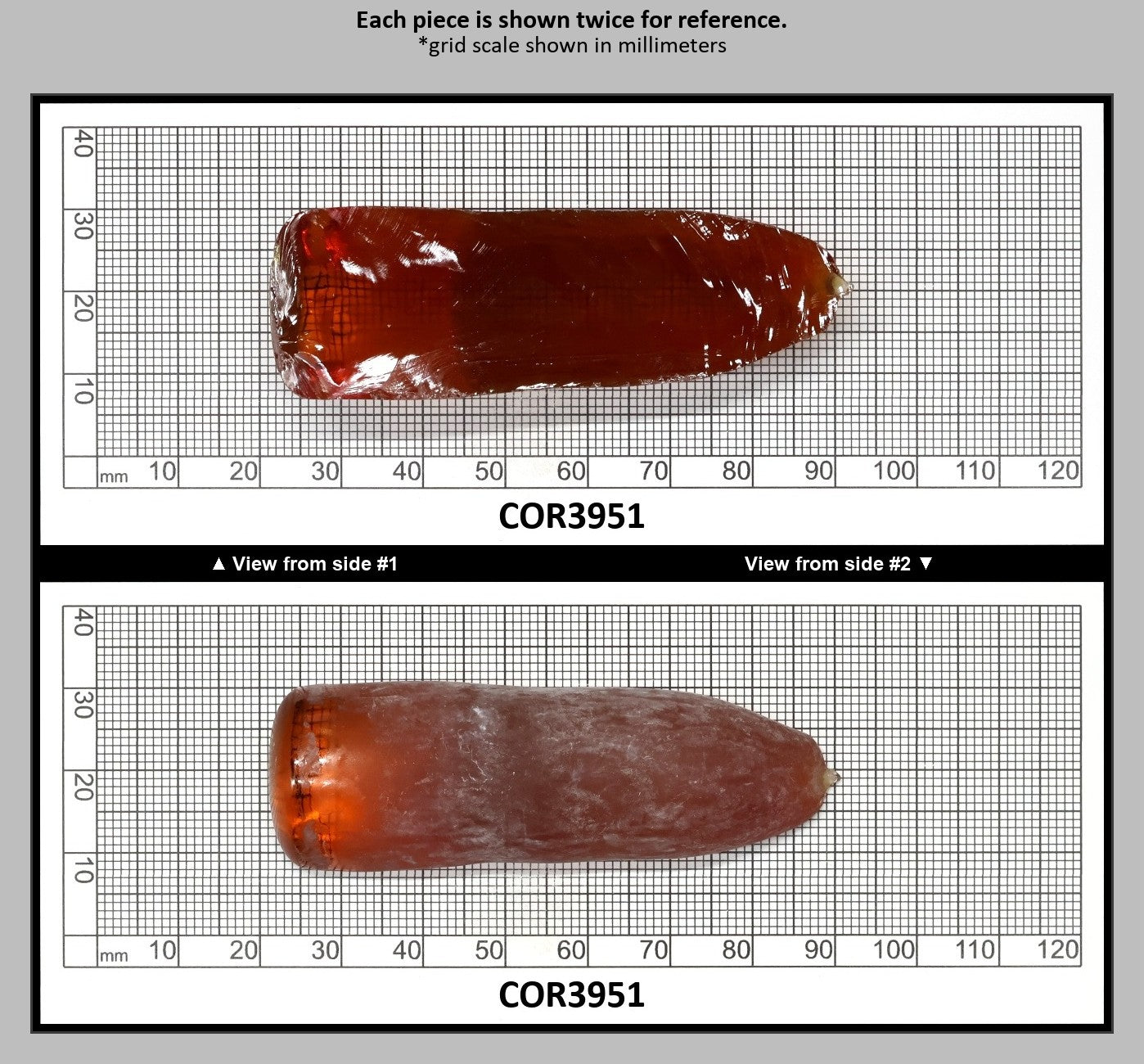 Padpardscha #55RS Lab Created Corundum Sapphire Faceting Rough for Gem Cutting - Various Sizes - Split Boule : COR3951