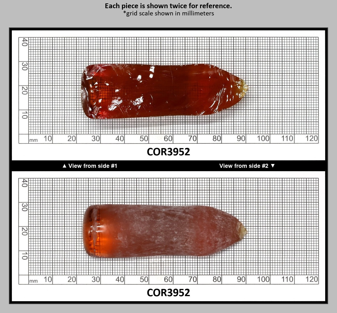 Padpardscha #55RS Lab Created Corundum Sapphire Faceting Rough for Gem Cutting - Various Sizes - Split Boule : COR3952
