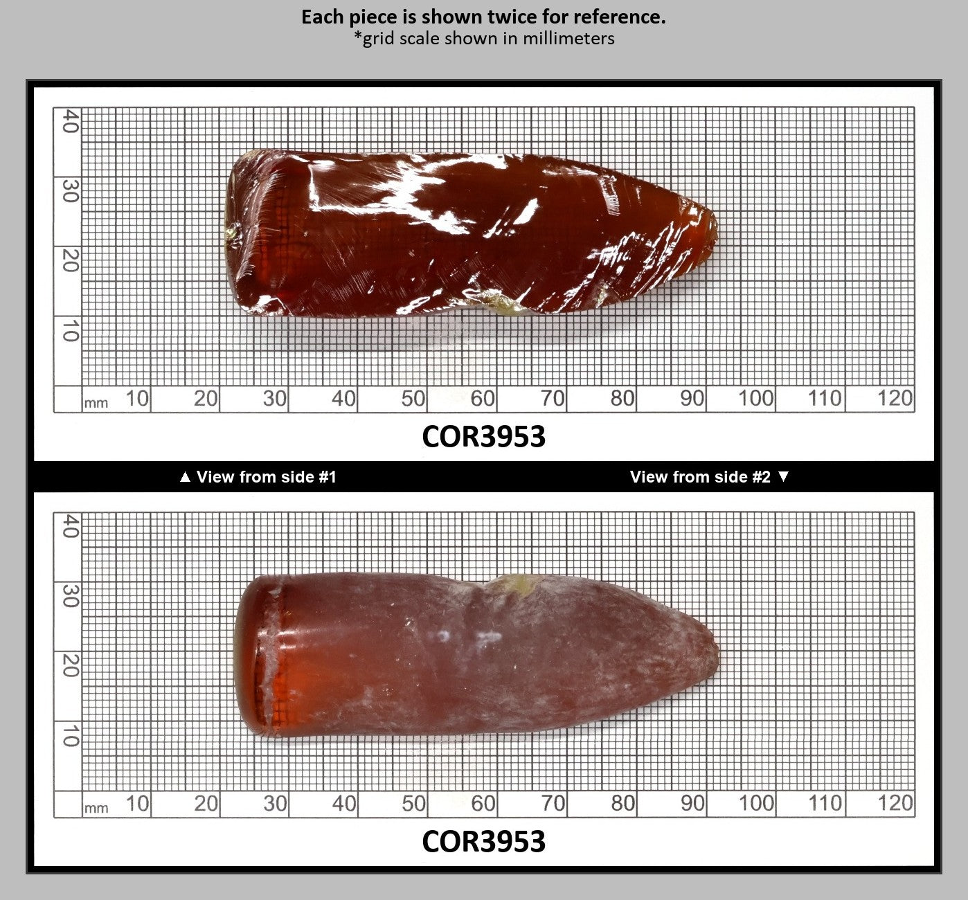 Padpardscha #55RS Lab Created Corundum Sapphire Faceting Rough for Gem Cutting - Various Sizes - Split Boule : COR3953