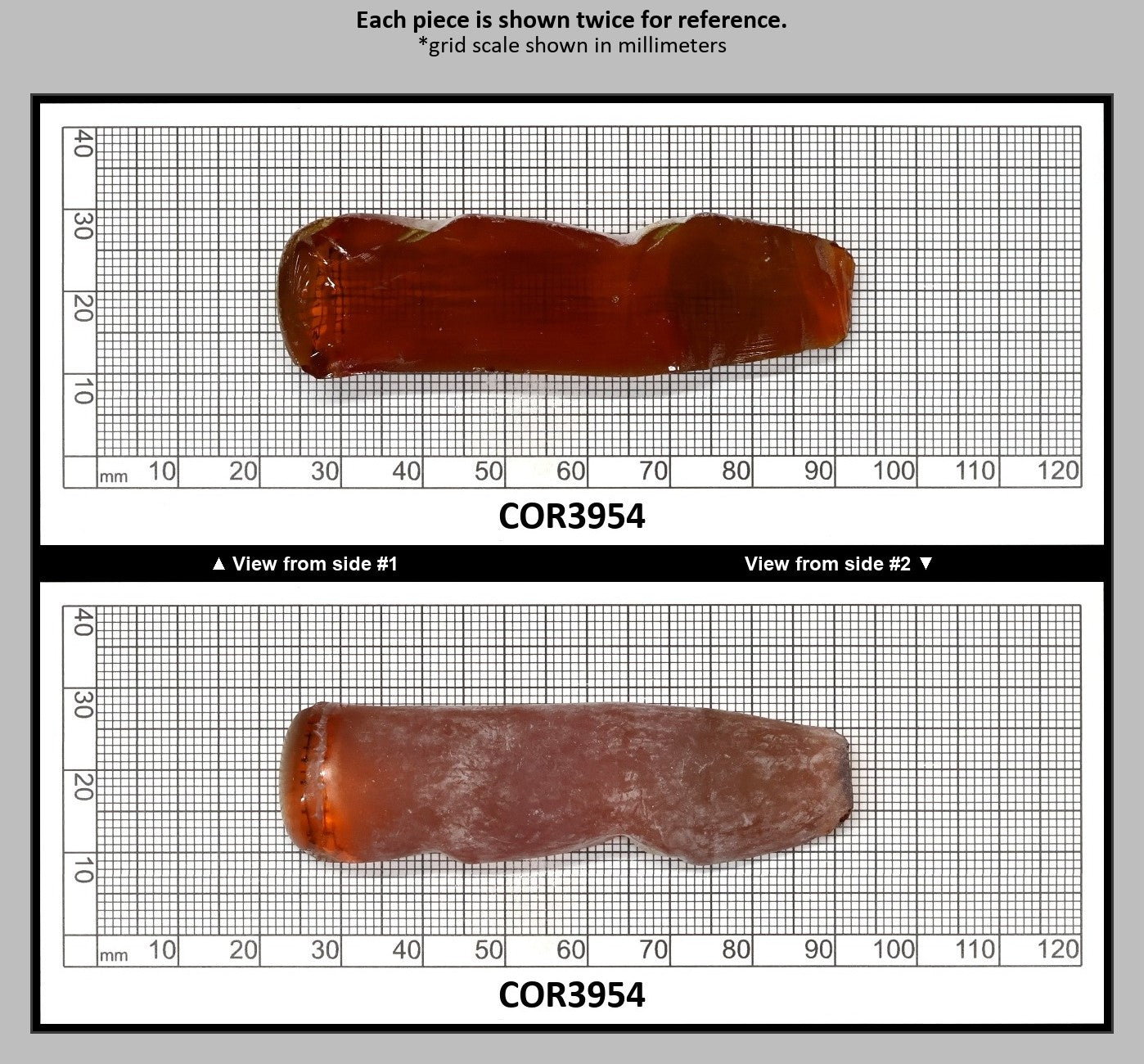 Padpardscha #55RS Lab Created Corundum Sapphire Faceting Rough for Gem Cutting - Various Sizes - Split Boule : COR3954